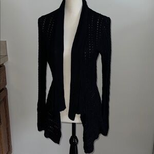 Saks Fifth Avenue Black Women's Open Front Open Knit Cardigan Size Large